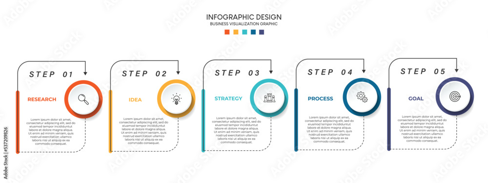 Poster steps business timeline process infographic template design with icons