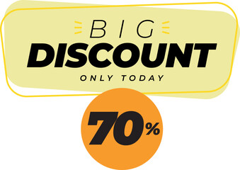 Seventy 70 percent big discount sale banner label yellow