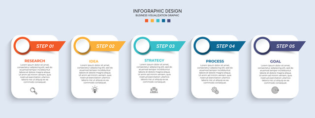 Steps business timeline process infographic template design with icons

