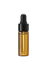 Cosmetic brown bottle with dropper close up on isolate white background