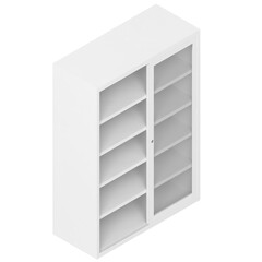 3d rendering illustration of an office cabinet with glass doors