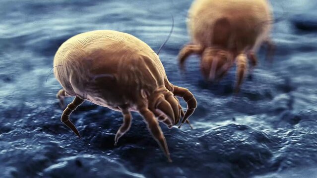 3d rendered medical animation of  dust mites