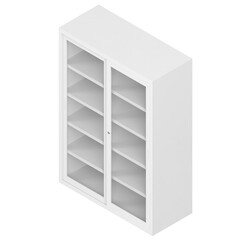 3d rendering illustration of an office cabinet with glass doors
