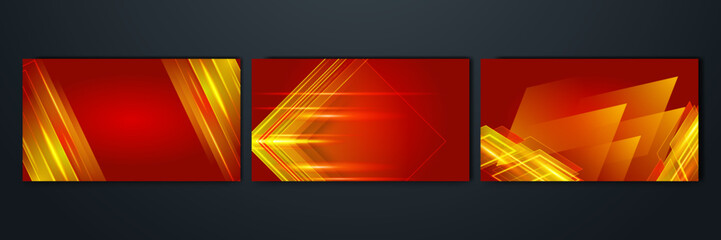 Modern red orange abstract high-speed light effect. Technology futuristic dynamic motion on blue background. Movement pattern for banner or poster design background concept.