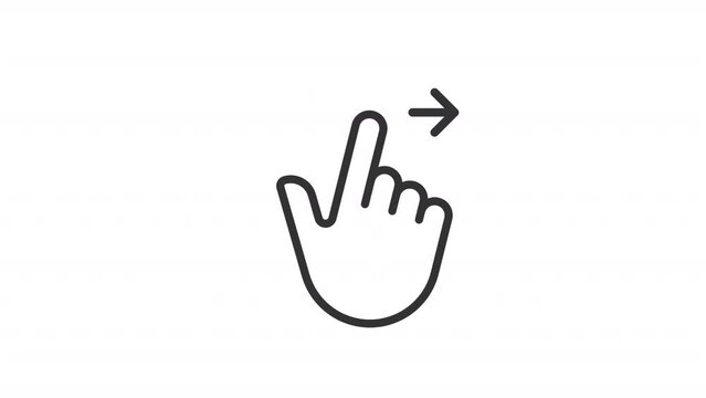 Animated move to right linear icon. Swipe and slide. Smartphone interaction. Touchscreen control. Seamless loop HD video with alpha channel on transparent background. Outline motion graphic animation