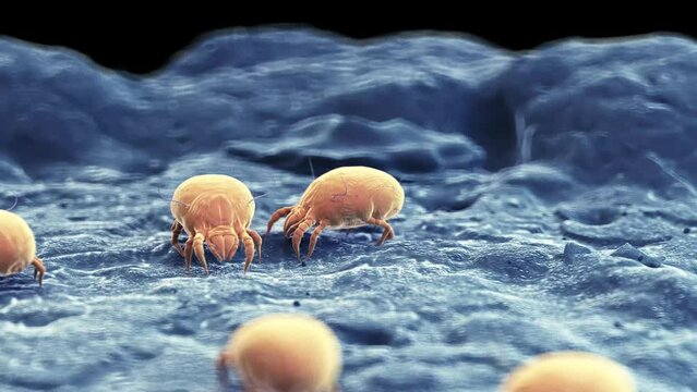 3d rendered medical animation of  dust mites