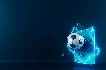 football balls object, sport ball design, football element concept, 3d illustration, abstract football technology, smartphone mobile screen, green grass field, online sport live, casino sport business