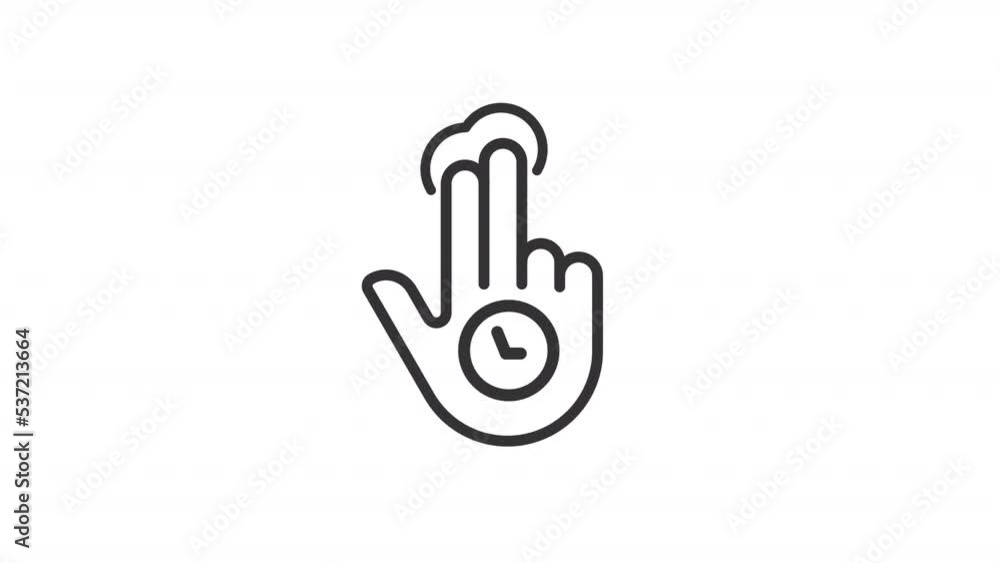 Poster animated double hold linear icon. two fingers long tap. device navigation. touchscreen control. seam