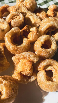 Torreznos de Soria, typical pork snack from Spain, marinated and naturally cured pork meat