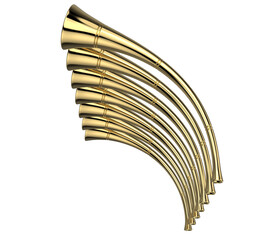 7 Seven Trumpets Golden Advent Bible Revelation Warning Horn 3D Illustration [PNG Transparent Background]