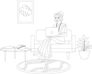 Indian woman executive, an entrepreneur working from home.	