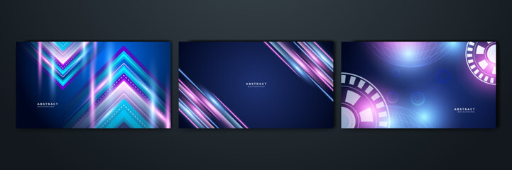 Fototapeta premium Abstract background of light lines moving with speed. Colourful dynamic motion. Technology velocity movement pattern for banner or poster design. Vector illustration