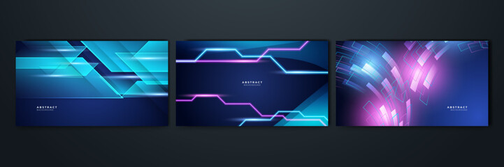 Modern abstract arrows. High-speed technology movement. Colourful dynamic motion on blue background. Movement sport pattern for banner or poster design background concept.