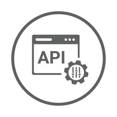 Api, application, web, development icon. Gray vector design.