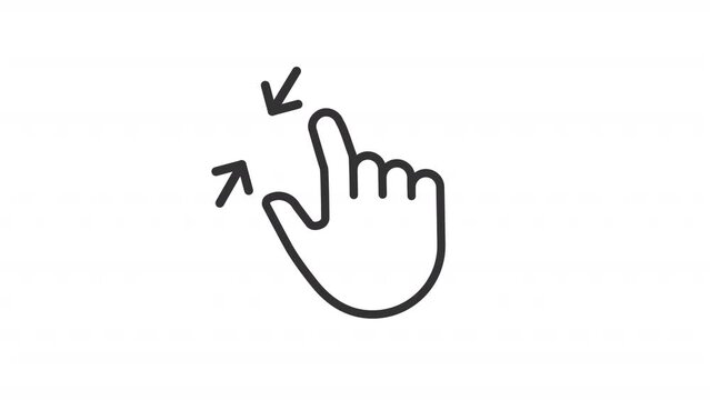 Animated zoom out touch linear icon. Multi touch technology. Adjust screen. Touchscreen control. Seamless loop HD video with alpha channel on transparent background. Outline motion graphic animation