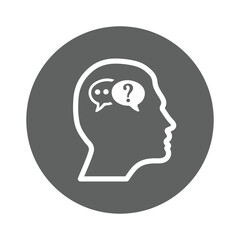 Ask, faq, help, queries, question icon. Gray vector sketch.