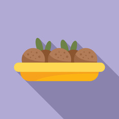 Cooking falafel icon flat vector. Fresh nutrition. Vegan pita