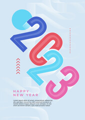 Colourful simple 2023 concept, Happy New Year poster card. Templates with typography logo 2023 for celebration, trendy template for branding, banner, cover, card, social media, Vector illustration