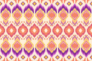 Ikat geometric folklore ornament with tribal ethnic seamless striped pattern Aztec style. oriental pattern traditional Design for background, clothing, wrapping, Batik, fabric, illustration.