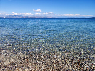 calm surface of Ionian sea on Corfu island