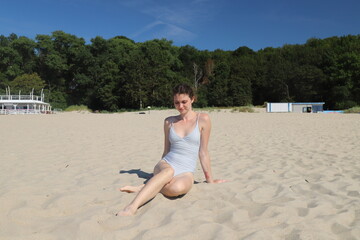 beautiful girl relaxing on the beach