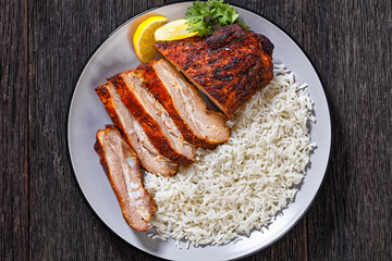 roast baby back pork meaty ribs with basmati rice