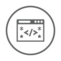 Clean code, code, design icon. Gray vector graphics.