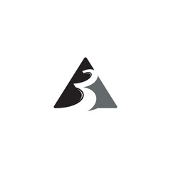Triangle and Number 3 logo or icon design