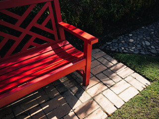 red bench in the park