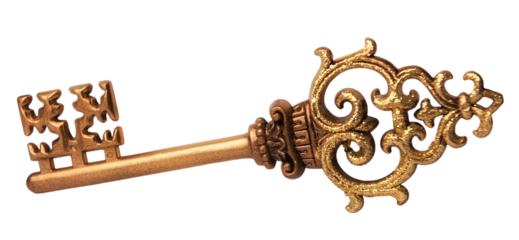 A toy key for decoration, on a transparent background.