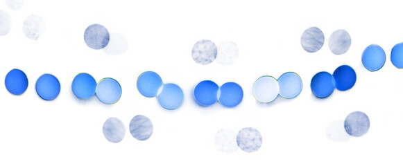 Abstract blue shining bokeh, highlighted on a transparent background. Decoration or Christmas background.