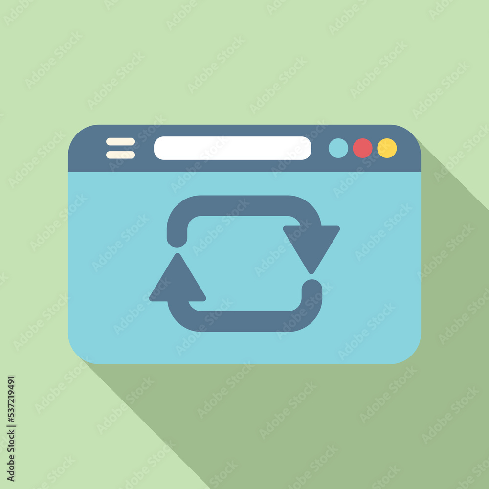 Poster Repost web page icon flat vector. Repost chart. Data document