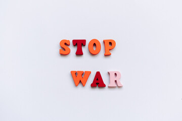 stop war letters on white