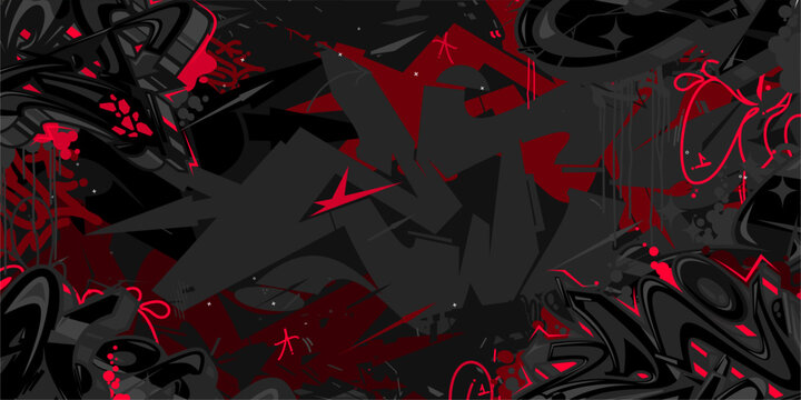 Fototapeta Dark Abstract Urban Street Art Graffiti Style Vector Illustration Template Background Art