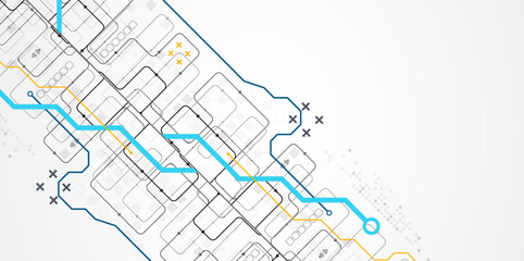 Abstract horizontal technology background. Communication concept, futuristic digital innovation background. Vector illustration