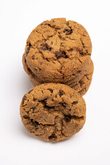 Chocolate chip cookies isolated on white background, Homemad cookies close up. High quality photo