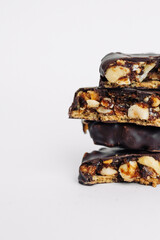 Composition of delicious chocolate candies, sweet dessert	