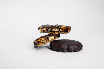 Composition of delicious chocolate candies, sweet dessert	