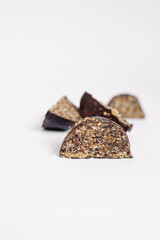 Composition of delicious chocolate candies, sweet dessert