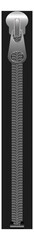 Realistic zip fastener. Metal zipper slider on black fabric © MicroOne