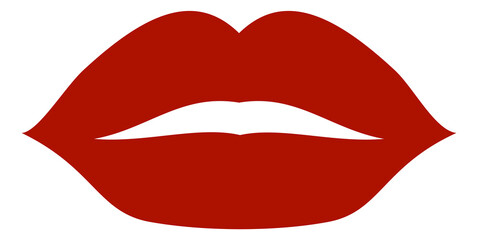 Red kiss mark. Woman lips with bright lipstick