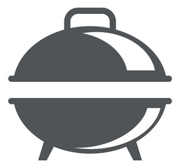 Round grill with metal lid. Barbeque icon