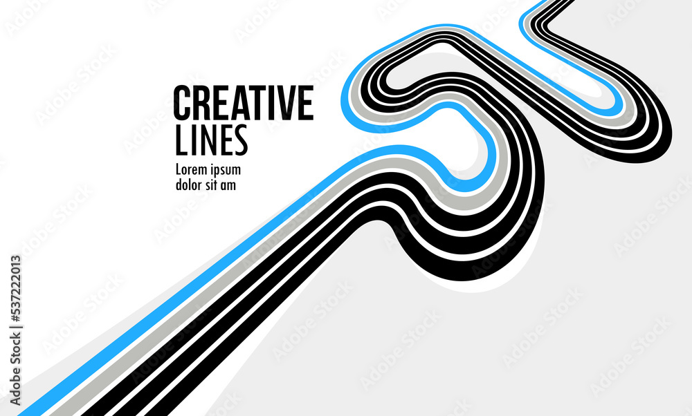 Poster creative lines vector abstract background, 3d perspective linear graphic design composition, stripes