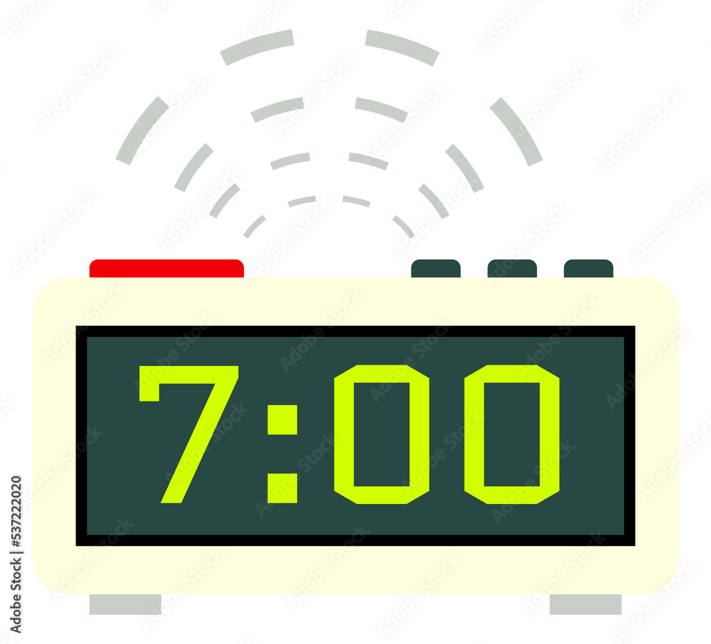 Poster digital alarm clock icon. ringing time device with lcd screen