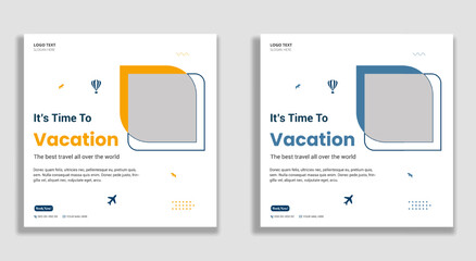 Travel agency social media post and web banner template
