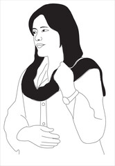 a woman opposes the obligation to wear a headscarf. She takes off her headscarf and holds it in her hand. women's rights, women's equality protest to iranian government	