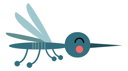 Flying mosquito character in childish cartoon style