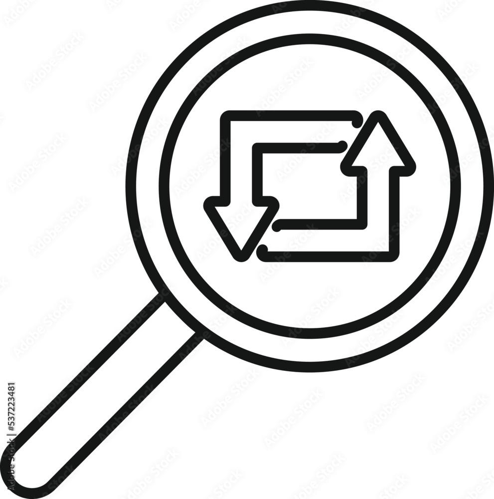 Poster repost magnifier icon outline vector. repost chart. data document