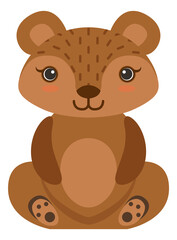 Baby bear icon. Cute forest animal character