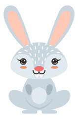 Fototapeta premium White rabbit character. Cute cartoon bunny. Forest animal